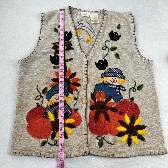 Bonnie Brooks Pumpkin Patch Fall festive sweater vest size Medium - Picture 6 of 6